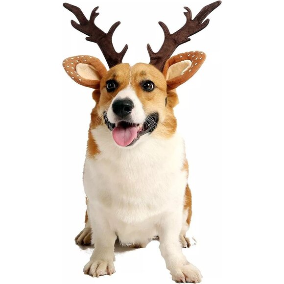 Black Dog Elk Reindeer Antler Christmas Costume Holiday Head wear Accessories - Picture 2 of 4